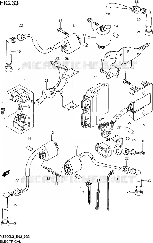 PARTIE ELECTRIQUE (VZ800L3 E24) Suzuki MOTO 800 INTRUDER 2014  VZ800 L3 (E19)