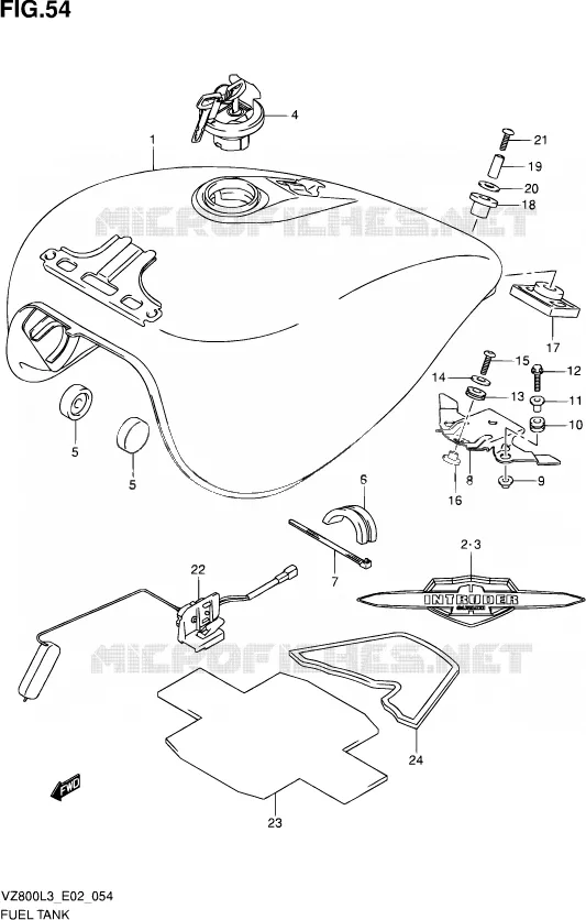 RESERVOIR D'ESSENCE (VZ800L3 E02) Suzuki MOTO 800 INTRUDER 2013  VZ800 L3 (E19)