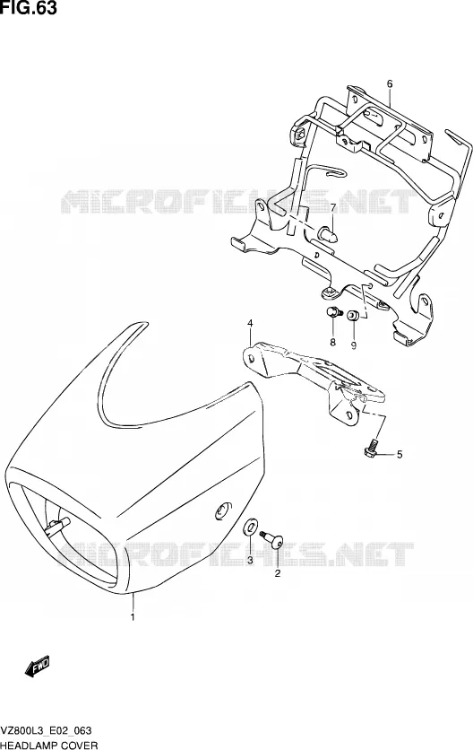 SUPPORT - CARENAGES DE PHARE Suzuki MOTO 800 INTRUDER 2015  VZ800 L3 (E19)