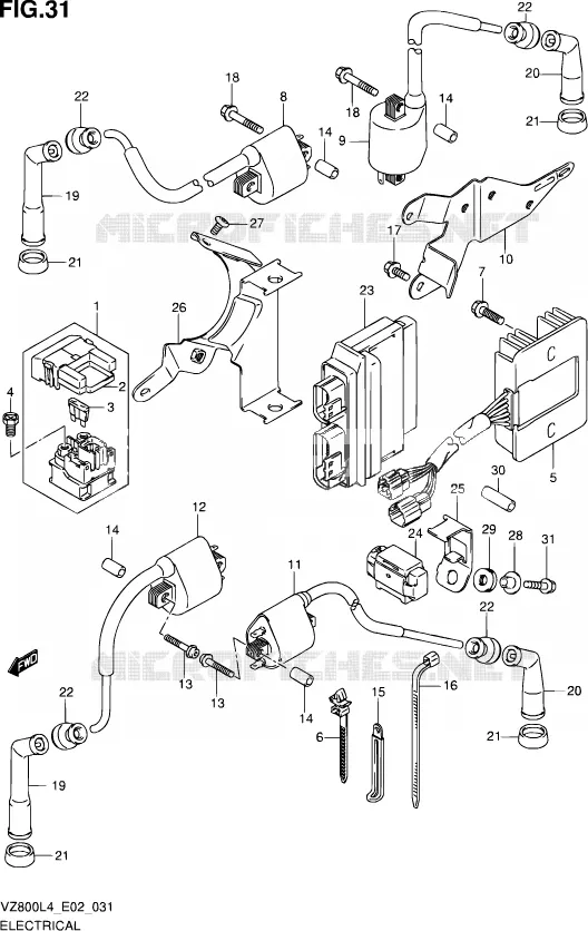 PARTIE ELECTRIQUE (VZ800L4 E19) Suzuki MOTO 800 MARAUDER 2014  VZ800UE L4 (E19)