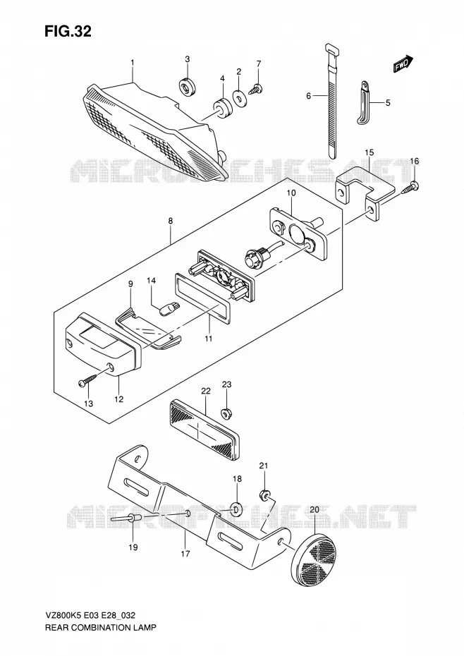 ENSEMBLE FEU ARRIERE Suzuki MOTO 800 MARAUDER 2008  VZ800Z K8 (E03,E28,E33)