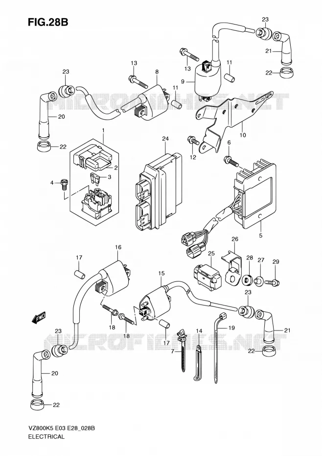 PARTIE ELECTRIQUE (MODEL K9 E33) Suzuki MOTO 800 MARAUDER 2008  VZ800Z K8 (E03,E28,E33)