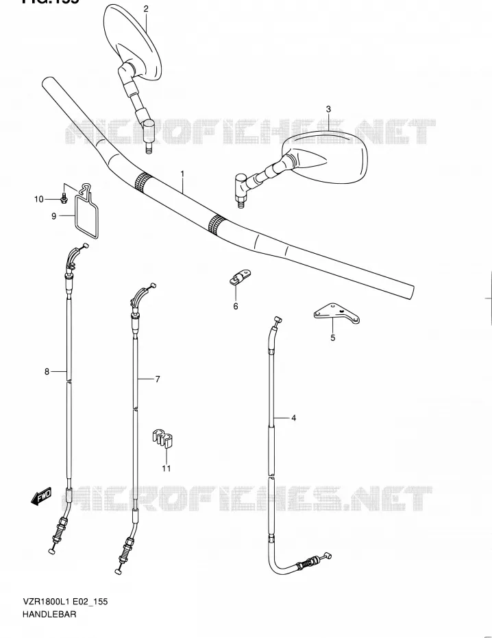 GUIDON (VZR1800L1 E19) Suzuki MOTO 1800 INTRUDER 2012  VZR1800UFL1(E19)