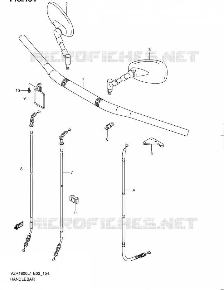 GUIDON (VZR1800L1 E02) Suzuki MOTO 1800 INTRUDER 2012  VZR1800ZUFL1(E19)